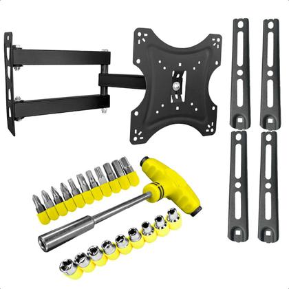 Imagem de Suporte Articulado para TV 14 a 55 Polegadas LED LCD Plasma incluso Jogo de 24 Peças Chaves Tipo T