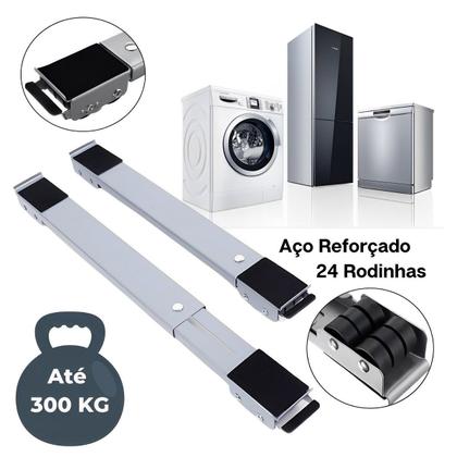 Imagem de Suporte Com Rodinhas Base Para Mover Arrastar Móveis 300kg Maquina de Lavar Geladeira Fogão Freezer