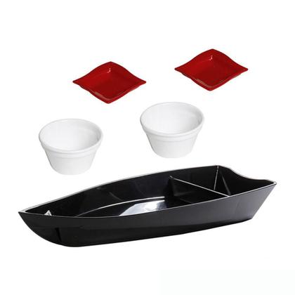 Imagem de Sushi Vemplast 1 Barco 2 Molheiras 2 Ramequim Polipropileno