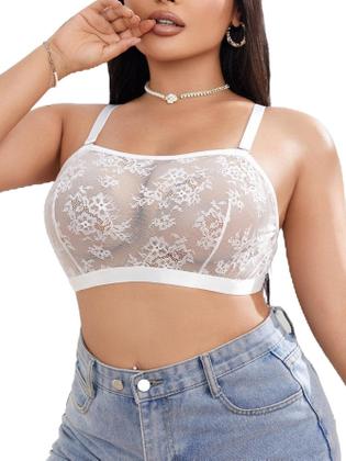 Imagem de Sutiã SOLY HUX Floral Lace Sheer Wireless Plus Size branco