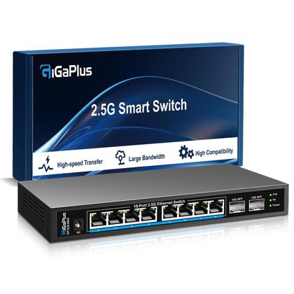 Imagem de Switch Ethernet GigaPlus 2,5 Gb 10 portas 8x 2,5G Base-T 2x 10G SFP+