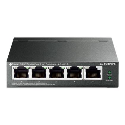 Imagem de Switch Gigabit EASY SMART 10/100/1000 C/ 5 Portas (sendo 4 Poe) TL-SG105PE SMB