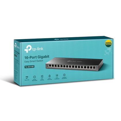 Imagem de Switch Tp-Link Sg116E Easy Smart 16 Portas 10/100/1000Mbps Homologação: 44031912050