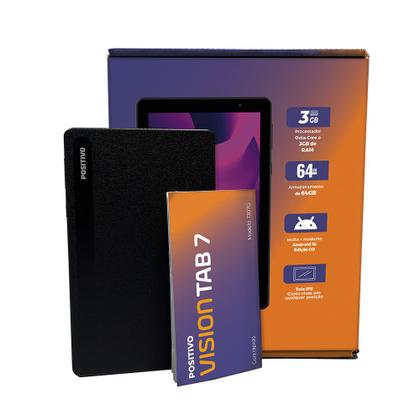 Imagem de Tablet Positivo Vision TAB 7 3GB RAM 64GB Octa-Core Android 14 Go Wi-Fi - Tela 7” IPS  3100mAh  Preto
