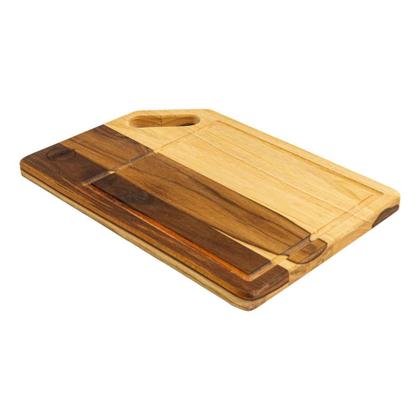 Imagem de Tábua Retangular com Alça Vazada 38x27cm em Madeira Linha Premium Corte Churrasco Cozinha Salada Frios Petisco