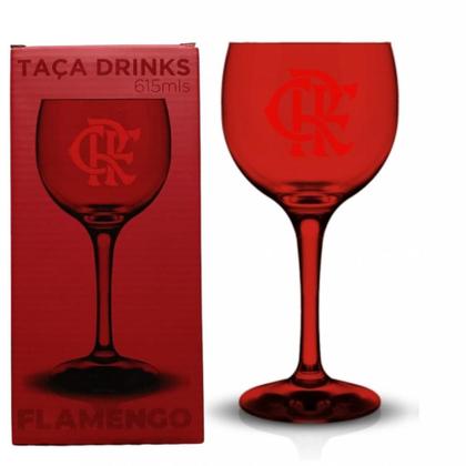 Imagem de Taça de Gin Drinks em Vidro Flamengo Prime Vermelho 615ml na Caixa