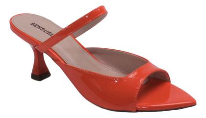 Imagem de Tamanco Mule Feminino Bico Fino Folha Verniz Salto Taça Tira