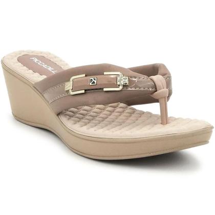 Imagem de Tamanco Piccadilly Conforto Salto Anabela - Bege