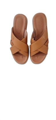 Imagem de Tamanco Usaflex AI3003 Conforto em Couro Anabela Caramelo