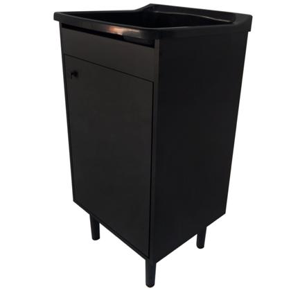 Imagem de Tanque de Lavanderia Plástico 22L Com Gabinete MDF Preto 46cm