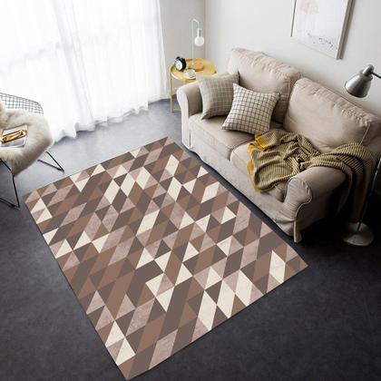 Imagem de Tapete Antiderrapante Geométrico Marrom Cronos 140x200cm Casa Dona