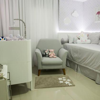 Imagem de Tapete De Banheiro Quarto Kids Infantil Bebê Algodão Retangular Vizapi Star 50x80Cm Cinza Gris Branco