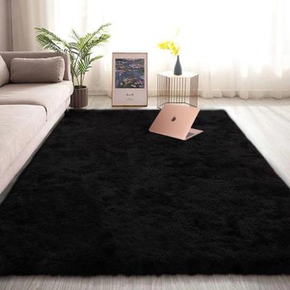 Imagem de Tapete Furry Preto Casa Dona 200x250