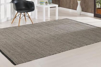 Imagem de Tapete Lã Linhas 100X150 Prata/Preto