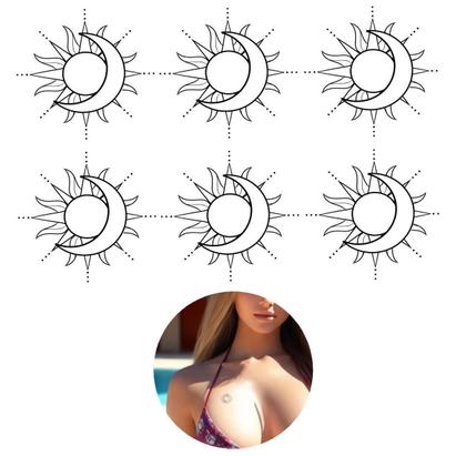 Imagem de Tatuagem Temporária Sol Lua Moda Do Ano
