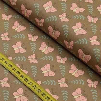 Imagem de Tecido Estampado para Patchwork - Borboletando : Borboletando Fundo Marrom (0,50x1,40)