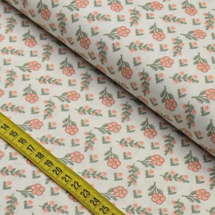 Imagem de Tecido Estampado para Patchwork - Borboletando : Flores Borboletando Bege (0,50x1,40)