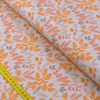 Imagem de Tecido Estampado para Patchwork - Branch: Folhas Fundo Cinza (0,50x1,40)