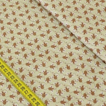 Imagem de Tecido Estampado para Patchwork - Maçã Com Mel: Abelhinhas Fundo Bege (0,50x1,40)