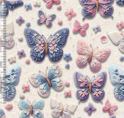 Imagem de Tecido Tricoline Digital Borboletas 3D Fundo Branco