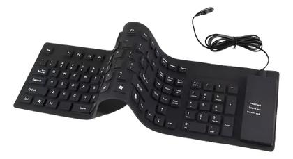 Imagem de Teclado Borracha Flexível Dobrável C/ Fio Usb Abnt2