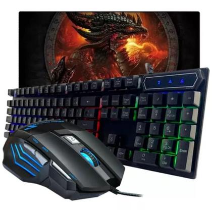 Imagem de Teclado E Mouse Gamer Rgb Led Semi Mecânico Pequeno