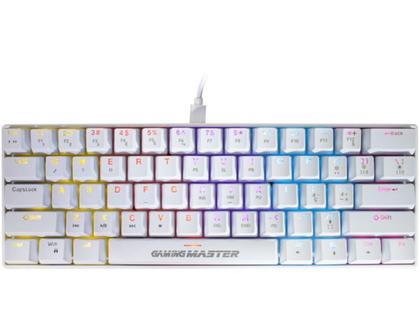 Imagem de Teclado Gamer Mecânico K-mex KBW8 RGB Switch Azul 60% White