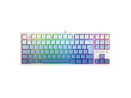 Imagem de Teclado Mecanico Gamer Redragon Daksa, RGB, Branco e Azul