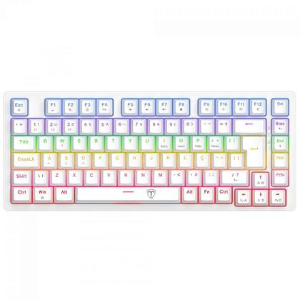 Imagem de Teclado Mecânico Gamer T-Dagger Megatre, Rainbow, Switch Brown, 75%, ABNT2, Branco