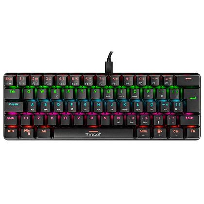 Imagem de Teclado Mecanico Gamer TGT Sherman Compacto, Rainbow, ABNT2, Switch Azul, Preto, TGT-SHTKL-RBW01