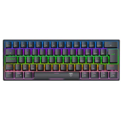Imagem de Teclado Mecânico T-Dagger Arena Pro Sem Fio Rainbow 60% Switch Marrom Preto - T-TGK321PRO-BR PT