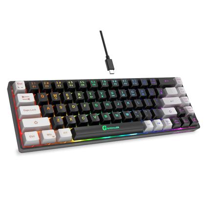 Imagem de Teclado para jogos GEODMAER 65% LED retroiluminado, mini com fio, 68 teclas