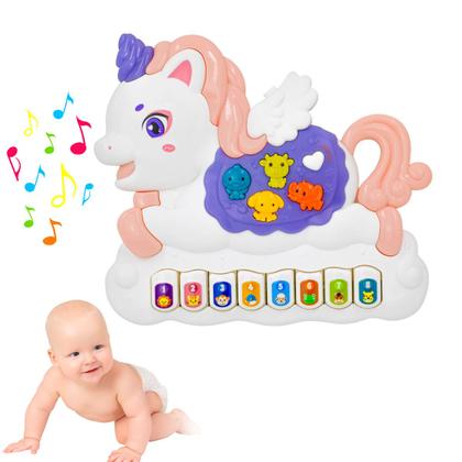 Imagem de Teclado Piano Musical Bebe Brinquedo Infantil Divertido Som De Animais Unicornio