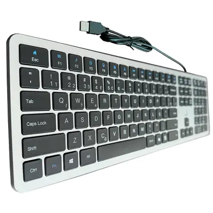 Imagem de Teclado Slim Rise Mode, USB, Preto e Prata - RM-TS-BS