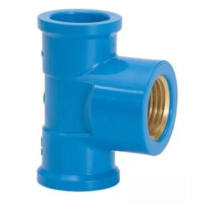 Imagem de Tee Soldavel C/ Rosca Central Latão LR Azul PLASTILIT