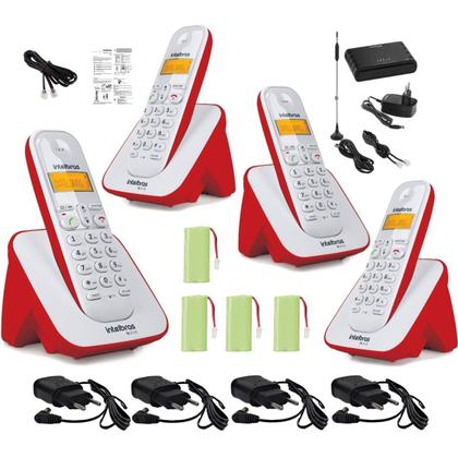 Imagem de Telefone Vermelho com 3 Ramal entrada Chip 3G Combo oficial