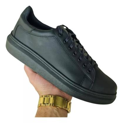 Imagem de Tenis Casual Sneaker Masculino Couro Bovino Legítimo Sola Alta Sapatênis Confort Ultra Leve
