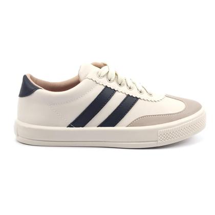 Imagem de Tenis Feminino Casual Senna Off White Listra Preta