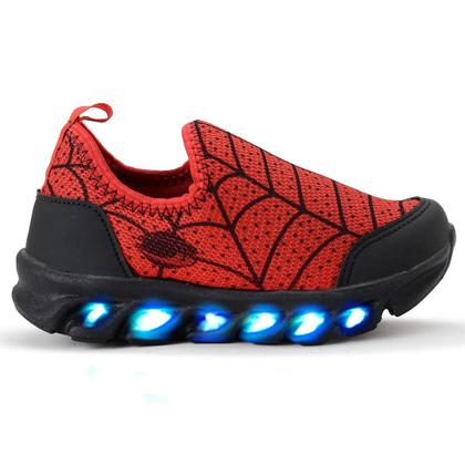 Imagem de Tênis Infantil Homem Aranha Com Luzinhas Coloridas Led Calce Fácil