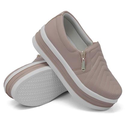Imagem de Tênis Slip On Casual Dk Shoes com Ziper Lateral e Sola Borracha com Listras