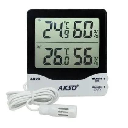 Imagem de Termohigrômetro C/ Relógio Sensor Interno E Externo