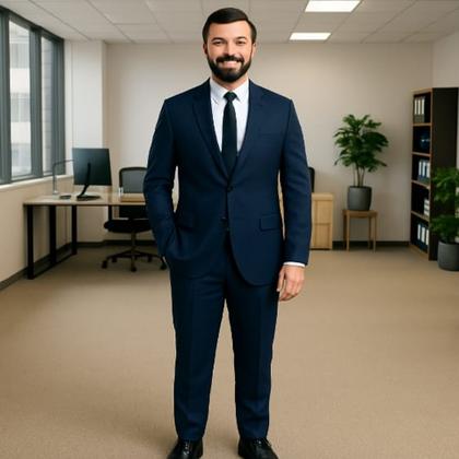 Imagem de Terno Microfibra 2 Botões Slim Masculino Azul Escuro 42