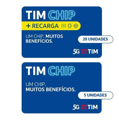 Imagem de TIM Chip Kit 25 unidades: 5 sem recarga e 20 com recarga