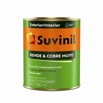 Imagem de Tinta Acrílica Rende e Cobre Muito Branco Fosco 900ml - Suvinil