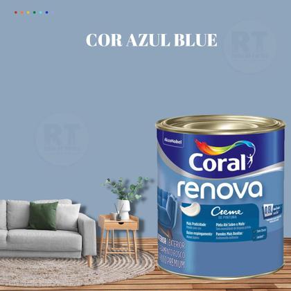 Imagem de Tinta Parede Azul Marinho Acrílica Fosca Renova 800ml