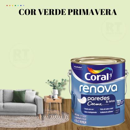 Imagem de Tinta Parede Verde Acrílica Fosca Coral Renova 3,2L