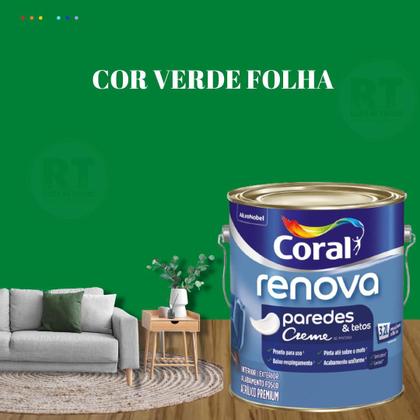 Imagem de Tinta Parede Verde Acrílica Fosca Coral Renova 3,2L