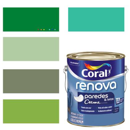 Imagem de Tinta Parede Verde Acrílica Fosca Coral Renova 3,2L