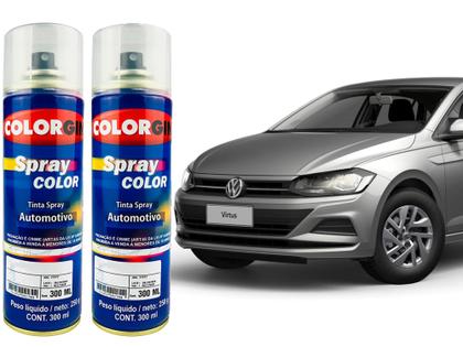 Imagem de Tinta Spray Automotiva Prata Tungstenio VW 300ml + Spray Verniz 300ml