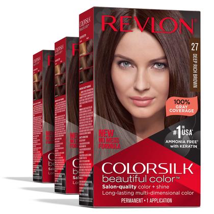 Imagem de Tintura de cabelo Revlon Colorsilk Permanent Brown com cobertura 100% cinza